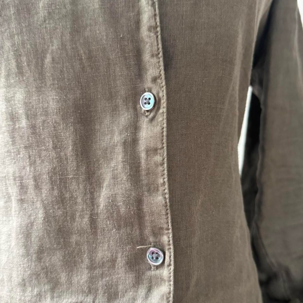 James Perse Olive Button-Down Shirt - image 4